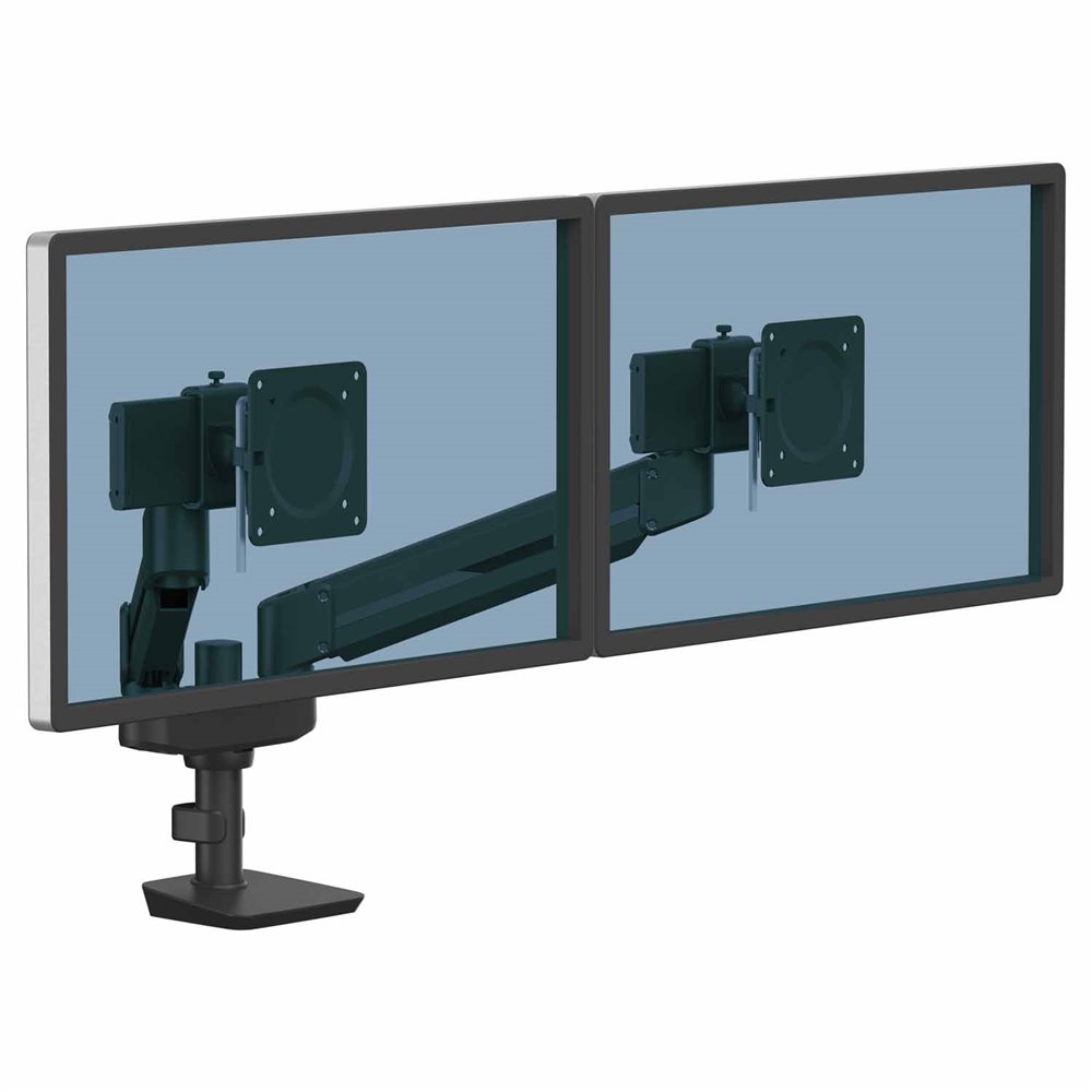 Ramię kompaktowe na 2 monitory TALLO™ (czarne): Czarny