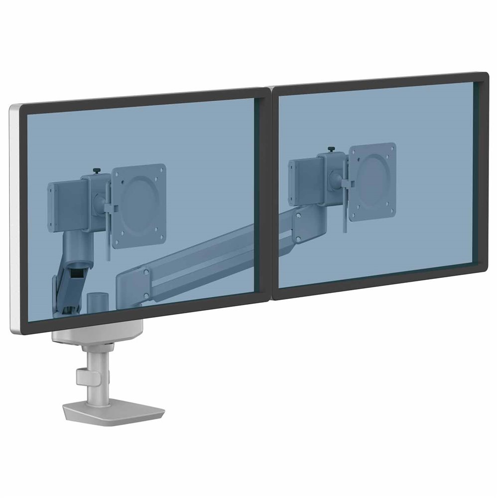 Ramię kompaktowe na 2 monitory TALLO™ (srebrne): Srebrny