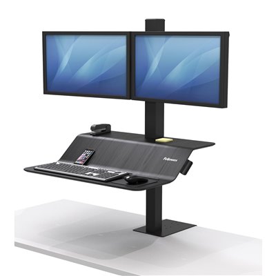 Stanowisko do pracy Sit-Stand Lotus™ VE na dwa monitory: czarne