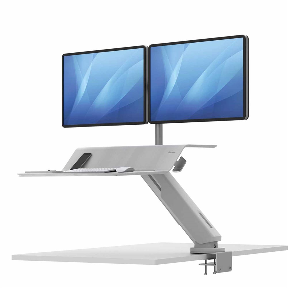 Stanowisko do pracy Sit-Stand Lotus™ RT - białe na 2 monitory: Biały