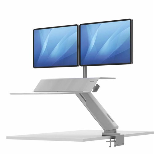 Stanowisko do pracy Sit-Stand Lotus™ RT - białe na 2 monitory: Biały