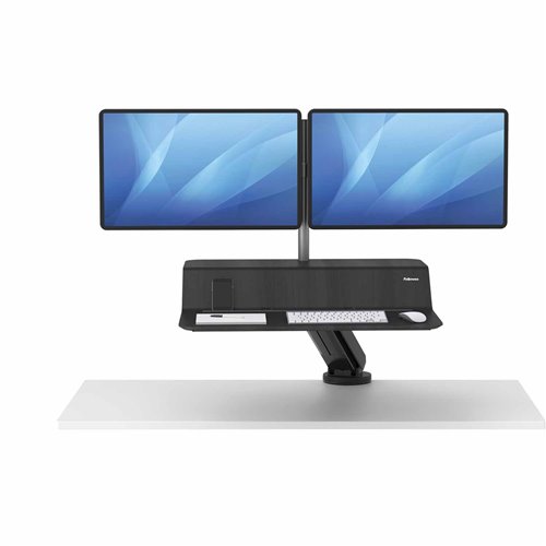 Stanowisko do pracy Sit-Stand Lotus™ RT  - czarne na 2 monitory: Czarny